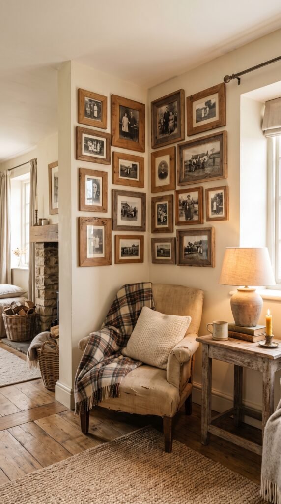 Rustic wooden frame picture corner wall ideas
