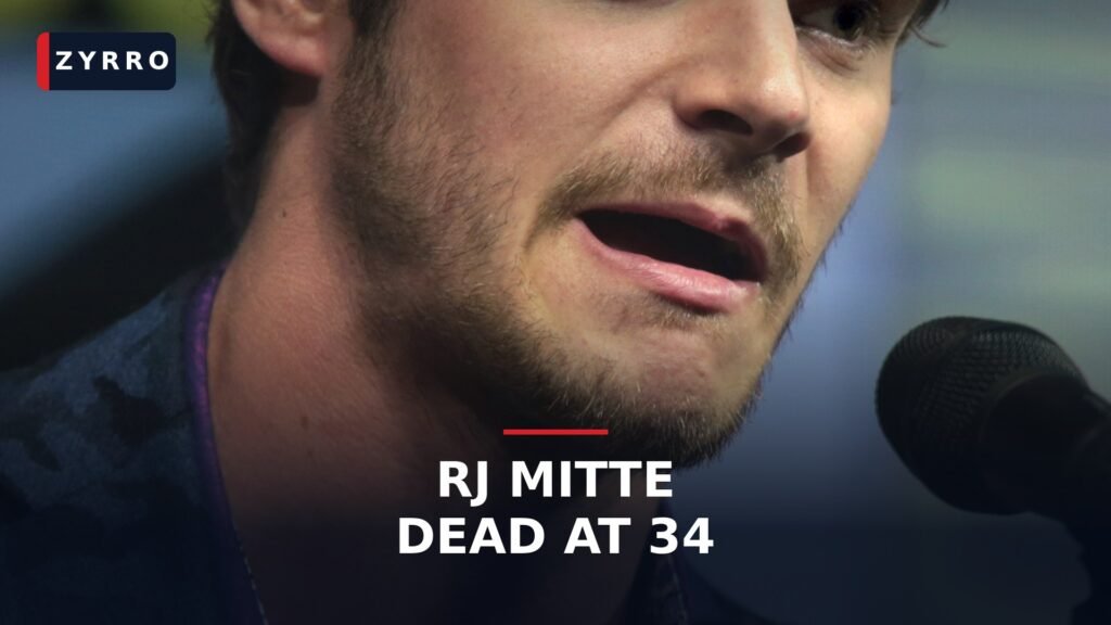 Tribute portrait of RJ Mitte, the Breaking Bad actor who played Walter White Jr., reported dead at 34