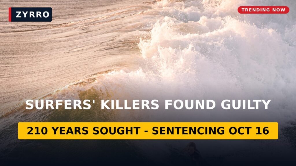 Robinson brothers Mexico surf murders - surfers riding waves on a Pacific beach in Baja California