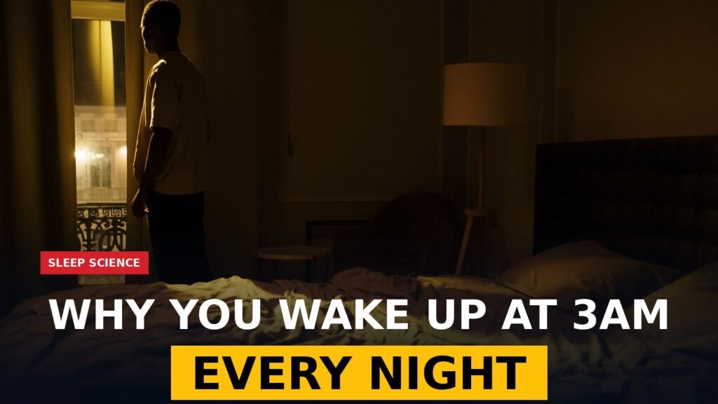 Man lying awake in dark bedroom at night — why do I wake up at 3am every night