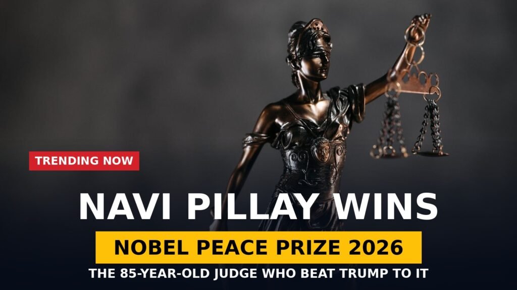 Navi Pillay wins Nobel Peace Prize 2026 — bronze Lady Justice statue holding scales