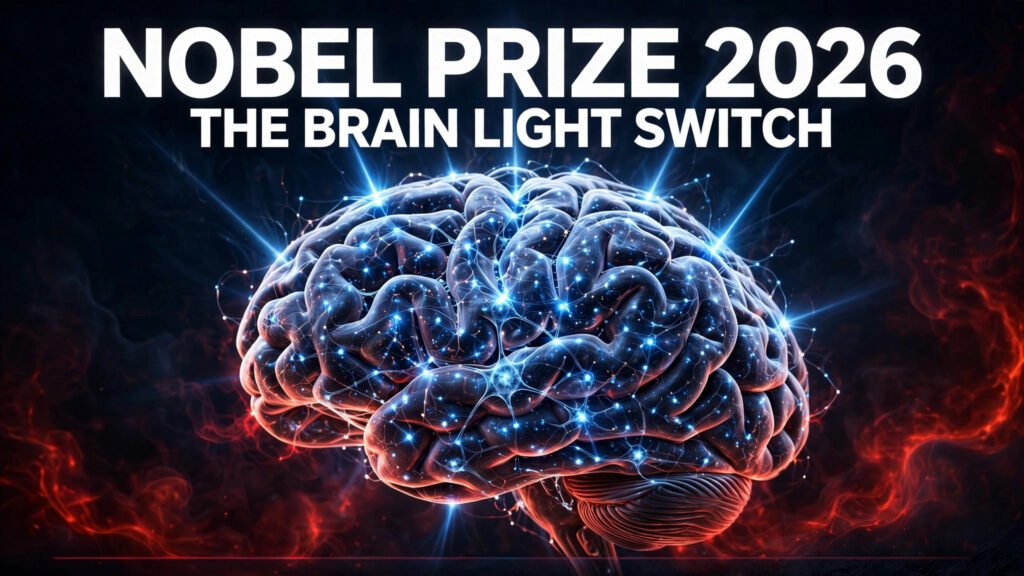 Nobel Prize 2026 medicine winners graphic showing a glowing brain with light beams representing optogenetics