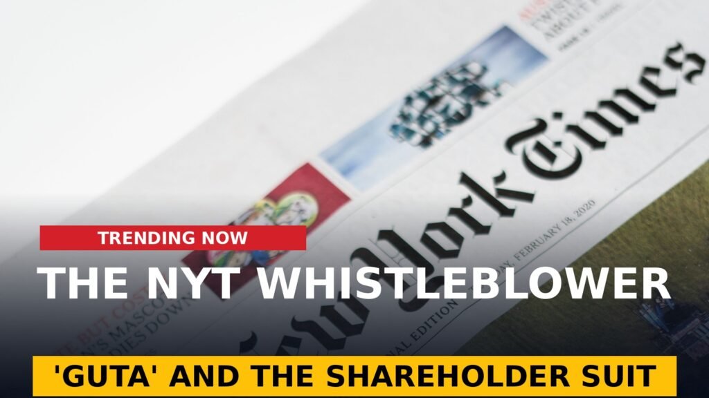 The New York Times front page — NYT shareholders lawsuit whistleblower explainer