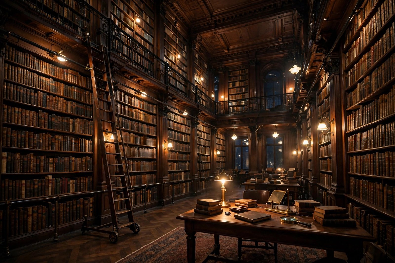 Grand old library with leather-bound books, the world of bestselling author Jeffrey Archer
