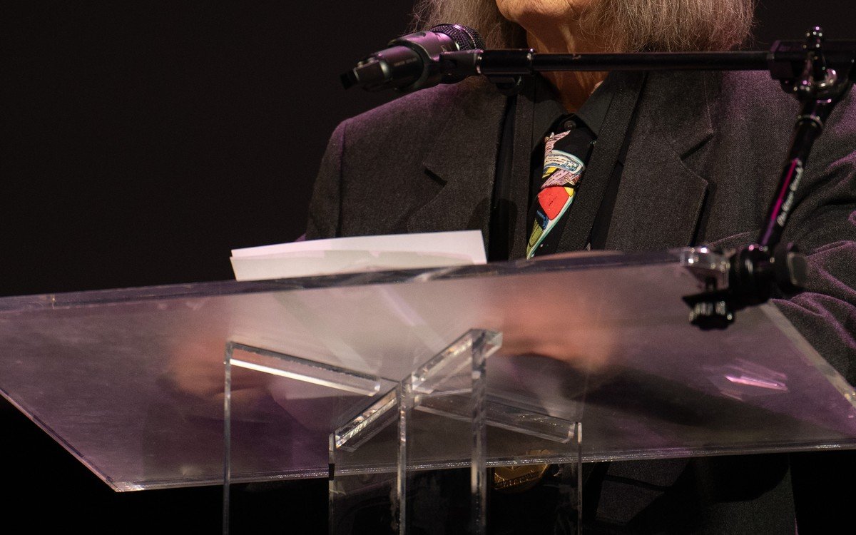 Anne Carson at a 2024 National Book Awards reading in New York
