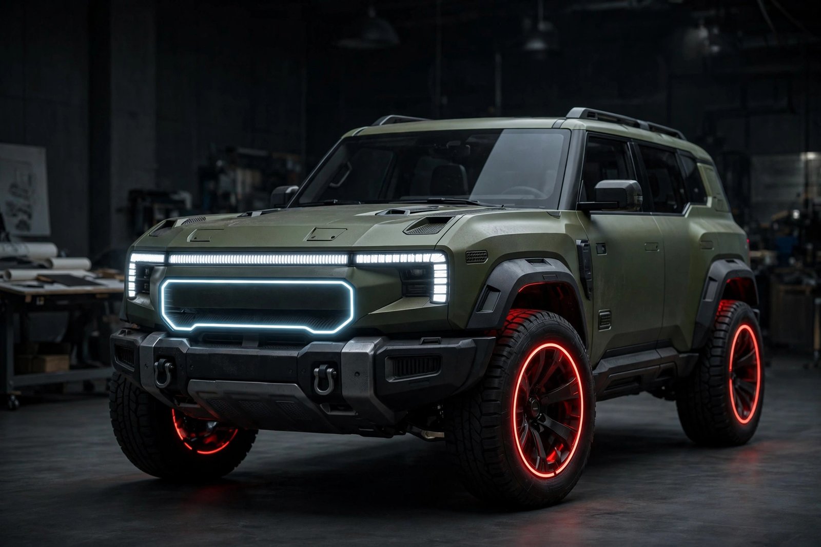 Mahindra Thar EV spy shots: electric SUV concept with Vision T-inspired illuminated grille and squared LED headlamps